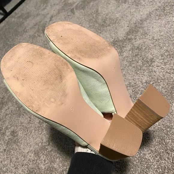 💜 ASOS Seafoam Green Mint Slip on Heeled Mules - Picture 5 of 7